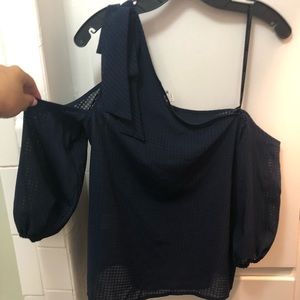 BCBG Off Shoulder Navy Blouse